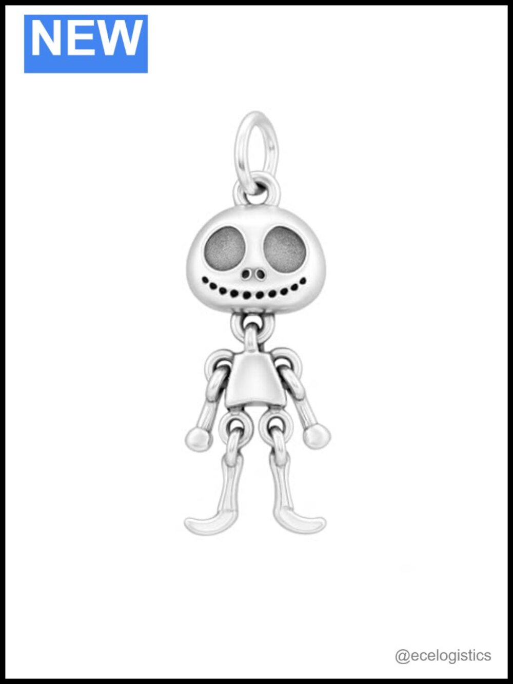 Sterling Silver Oxidized Movable Ghost Pendant